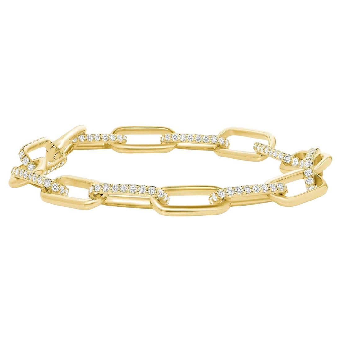 Paperclip Diamond Crafted 14K (or 18k upon request) Gold Link Bracelet: This Paperclip Diamond Crafted 14K Gold Link Bracelet compliments any outfit and shines in every setting. Perfect gift for Anniversary, Birthday, Wedding, and Holiday.Bracelet InformationMetal: 14k, 1