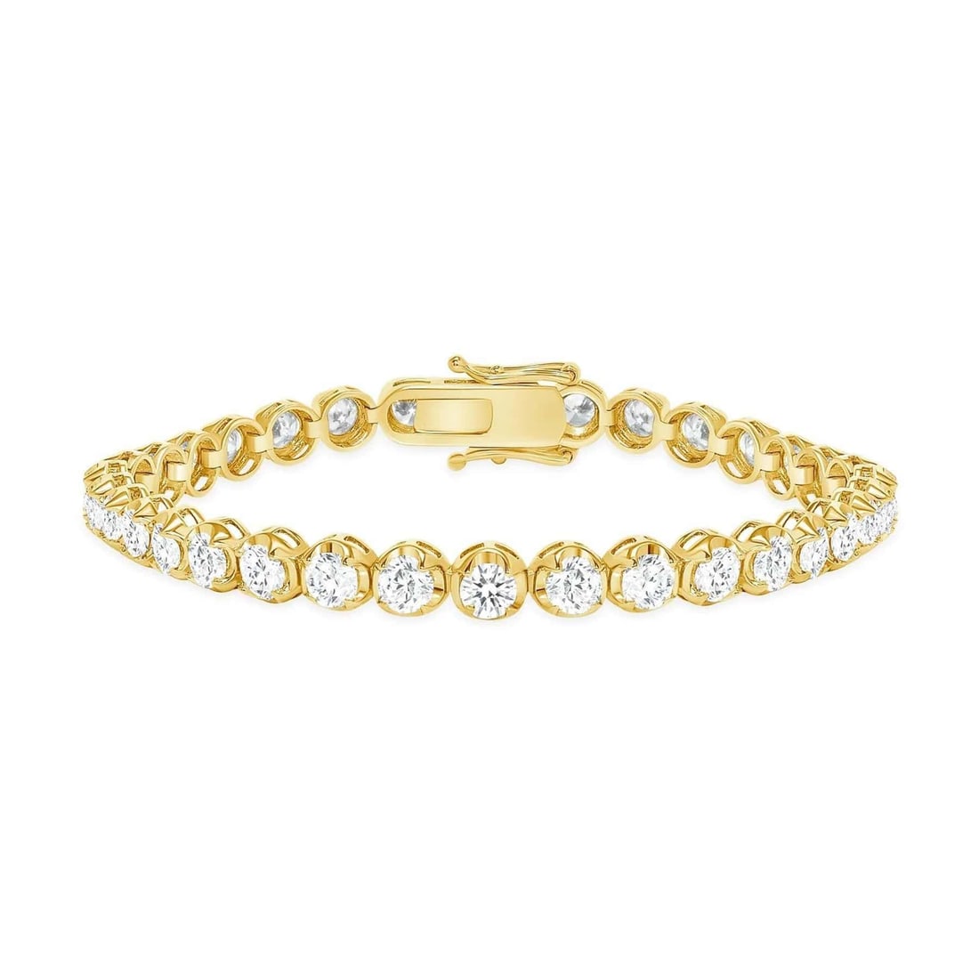 Round Basket Set Natural Diamond Straight 14K (18k request) Gold Tennis Bracelet (1 of 7)
