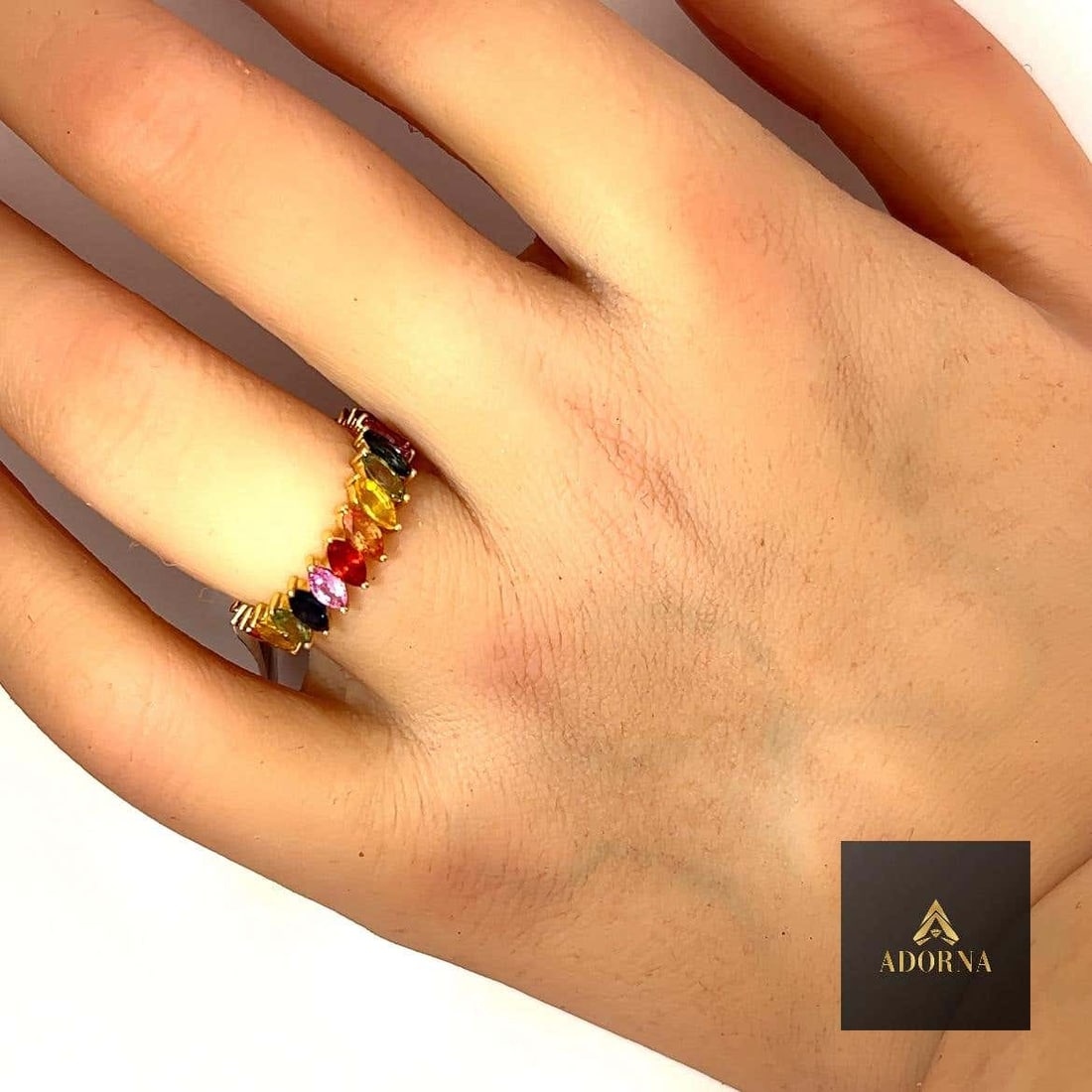 Celestial Spectrum 18K Yellow Gold Rainbow Gemstone Ring - 3