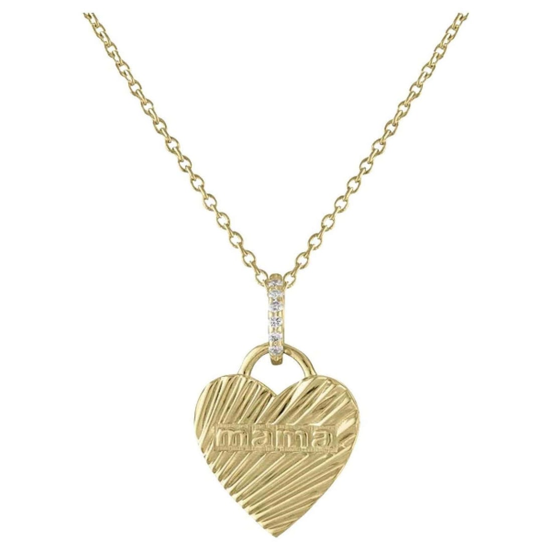 Dazzling Heart Shape 14K (or 18k upon request) Gold MAMA Necklace: Celebrate the special bond with this stunning heart-shaped "MAMA" necklace, crafted in 14k yellow gold for a timeless and elegant look. A delicate piece that symbolizes love and warmth, it's adorned w