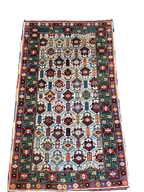 Vintage Caucasian Shirvan-Style Geometric Rug 3'6" x 5' (1 of 5)