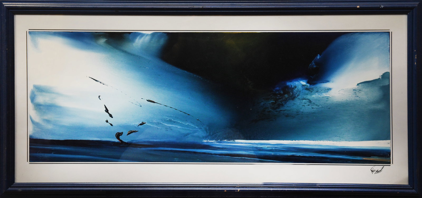 Abyss of Light Oil On Paper by Memarian: Dive into the depths of Memarian's "Abyss of Light," an oil on paper artwork that explores the interplay of light and shadow in a captivating abstract composition. Measuring 36" x 17", this piece