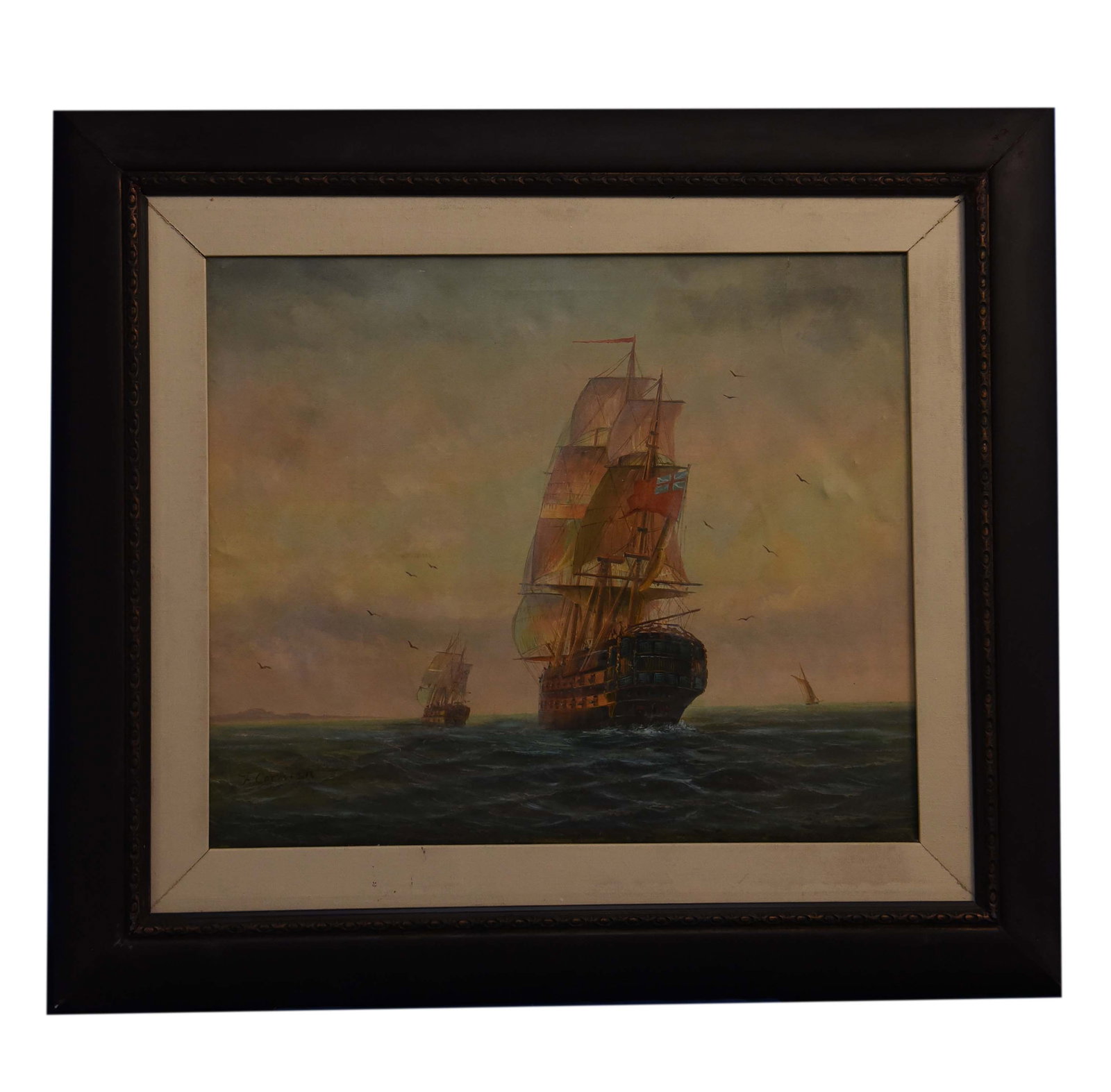 Sailing into Twilight Oil On Canvas By D.F Cornish (1 of 1)