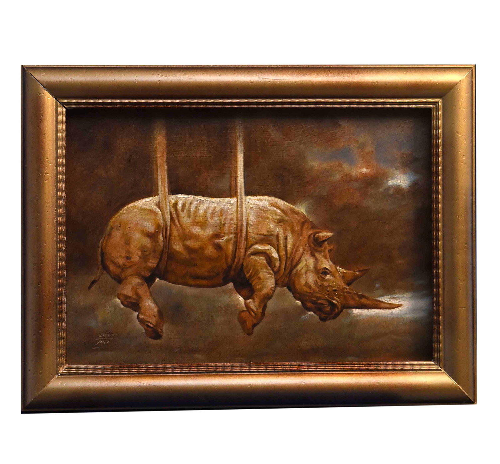 Levitation of the Rhino" - Original Oil by Yahya Roydel (1 of 1)