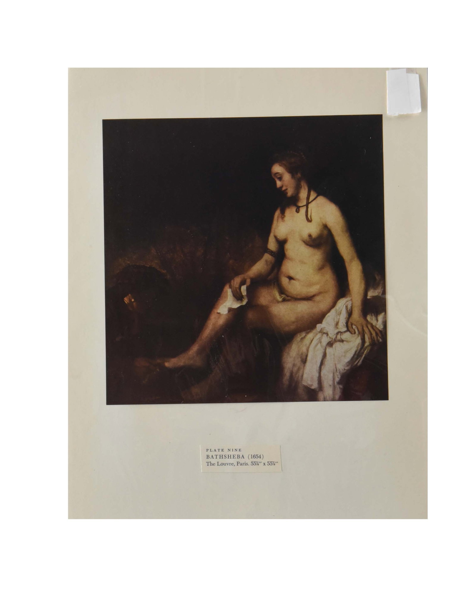 Rembrandt van Rijn: "Bathsheba at Her Bath" (1654) - Fine Art Print: This 11" x 14" art print is a vintage reproduction of Rembrandt's "Bathsheba at Her Bath" (or Bathsheba with King David's Letter), painted in 1654. Labeled as Plate Nine, this piece is part of a high-