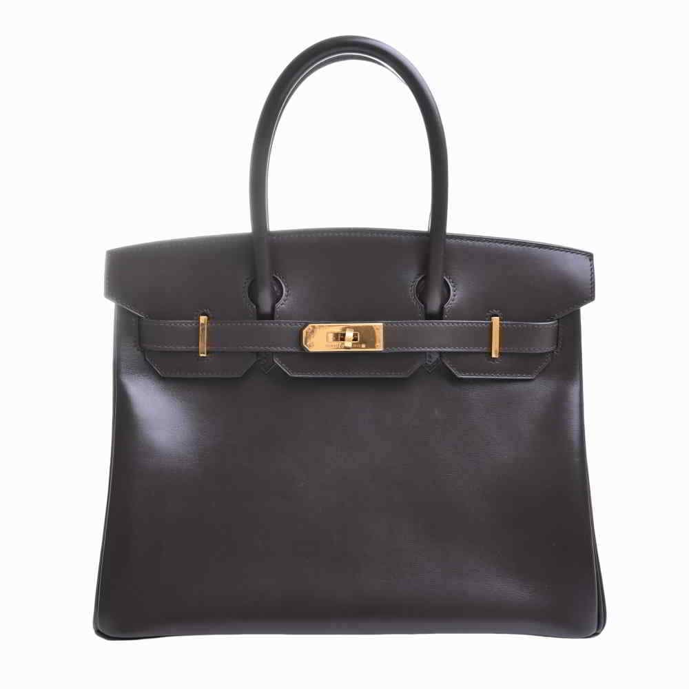 HERMES Birkin 30 Box Calf Brown Gold Metal Fittings Women's Handbag (1 of 8)