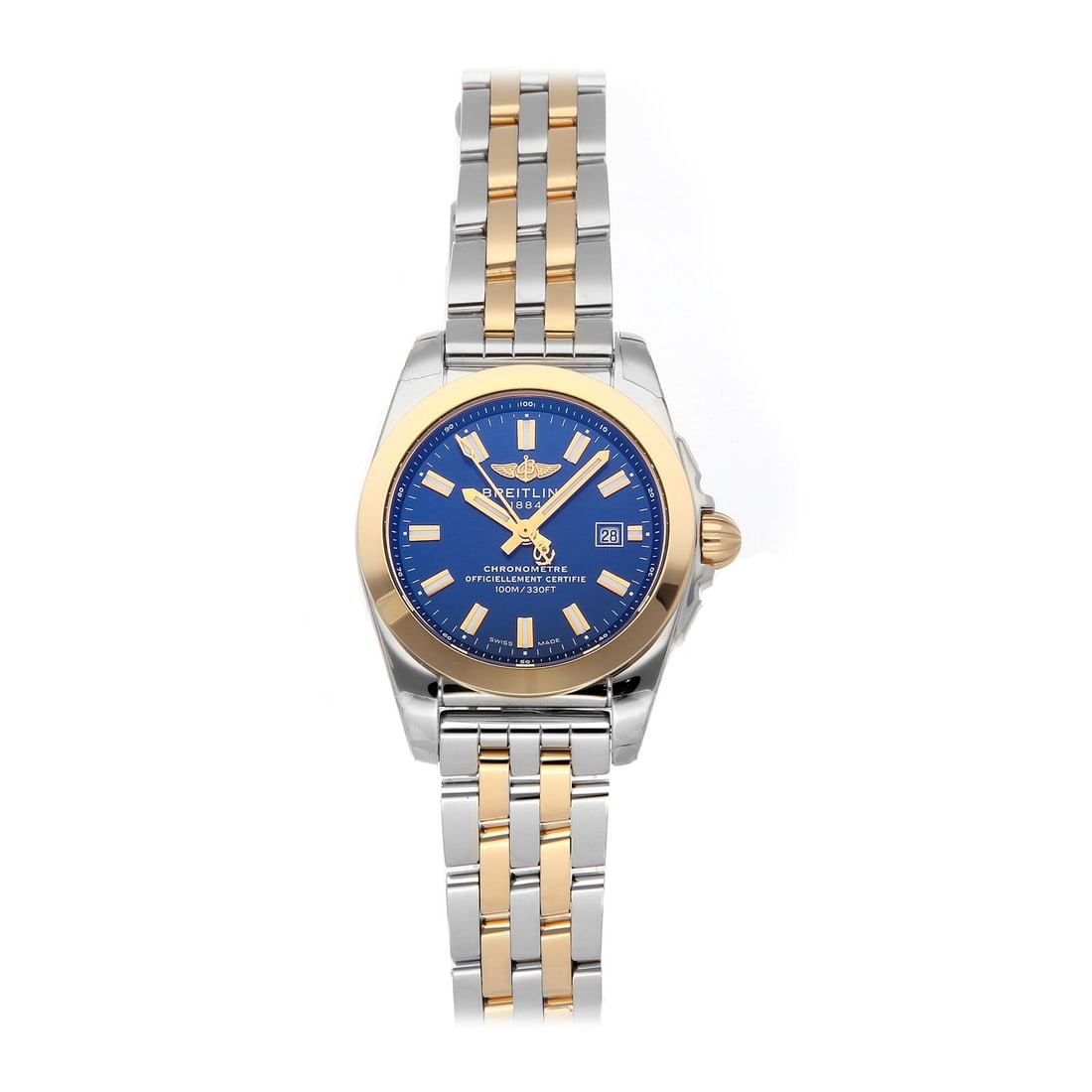 Breitling Galactic Quartz Steel Rose Gold Ladies Bracelet Watch C7234812/C950: Condition:Pre-owned Brand:Breitling Movement:Quartz Case Size:29mm Hour Markers:Index Watch Shape:Round Caseback:Solid Features:Date Gender:Women Band Material:Two-tone: Rose/Stainless Band Color:Two 