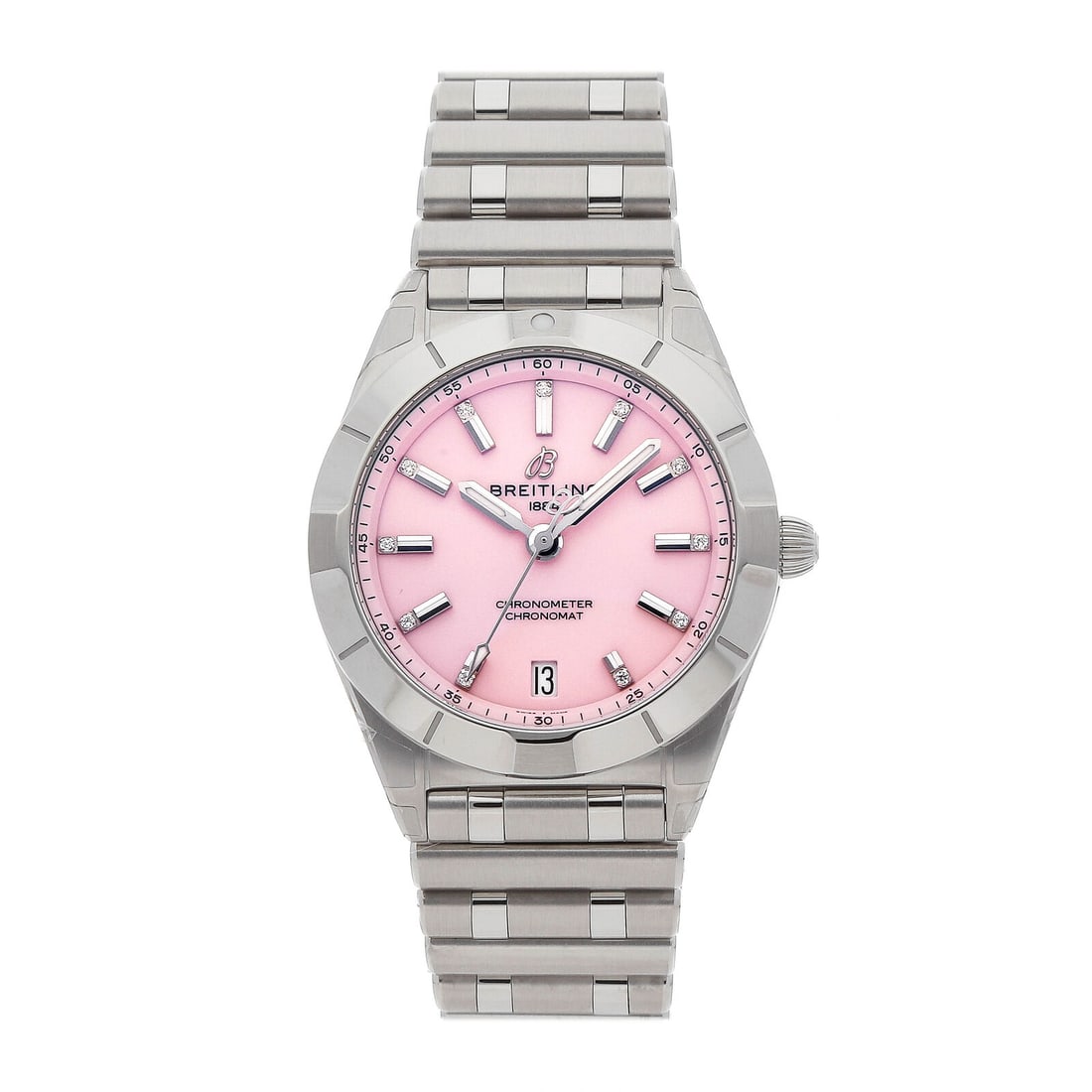 Breitling Chronomat Quartz 32mm Steel Ladies Bracelet Watch Date A77310101K1A1: Condition:Pre-owned Brand:Breitling Movement:Quartz Case Size:32mm Hour Markers:Diamond, Index Watch Shape:Round Caseback:Solid Features:Date Gender:Women Band Material:Stainless Steel Band Color:Silv
