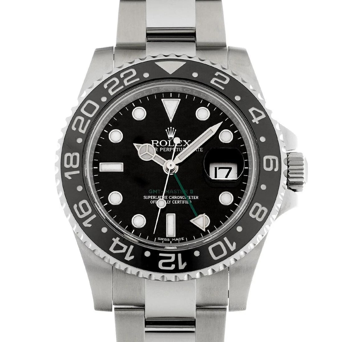 ROLEX GMT-MasterII 116710LN Black WATCH: Condition:Pre-owned Genre:Wristwatch/mens Brand:ROLEX Model Number:116710LN Movement:Mechanical Automatic Dial Color:black Case:Stainless steel Windproof Material:Sapphire Crystal Glass Bezel:Stainles