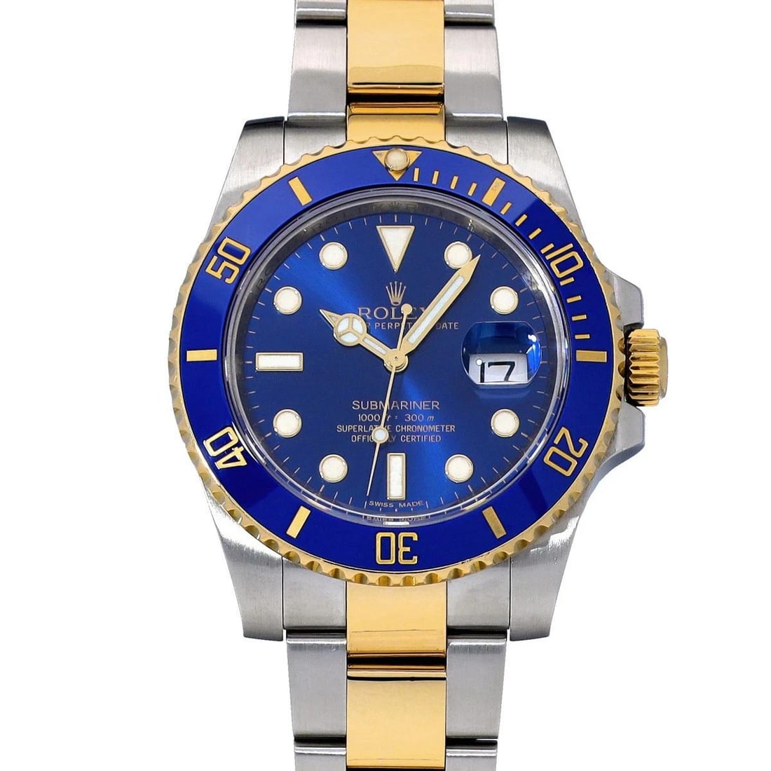 ROLEX Submariner Date 116613LB Blue WATCH: Condition:Pre-owned Genre:Wristwatch/mens Brand:ROLEX Model Number:116613LB Movement:Mechanical Automatic Dial Color:blue Case:Stainless steel/Yellow Gold Windproof Material:Sapphire Crystal Glass Bez