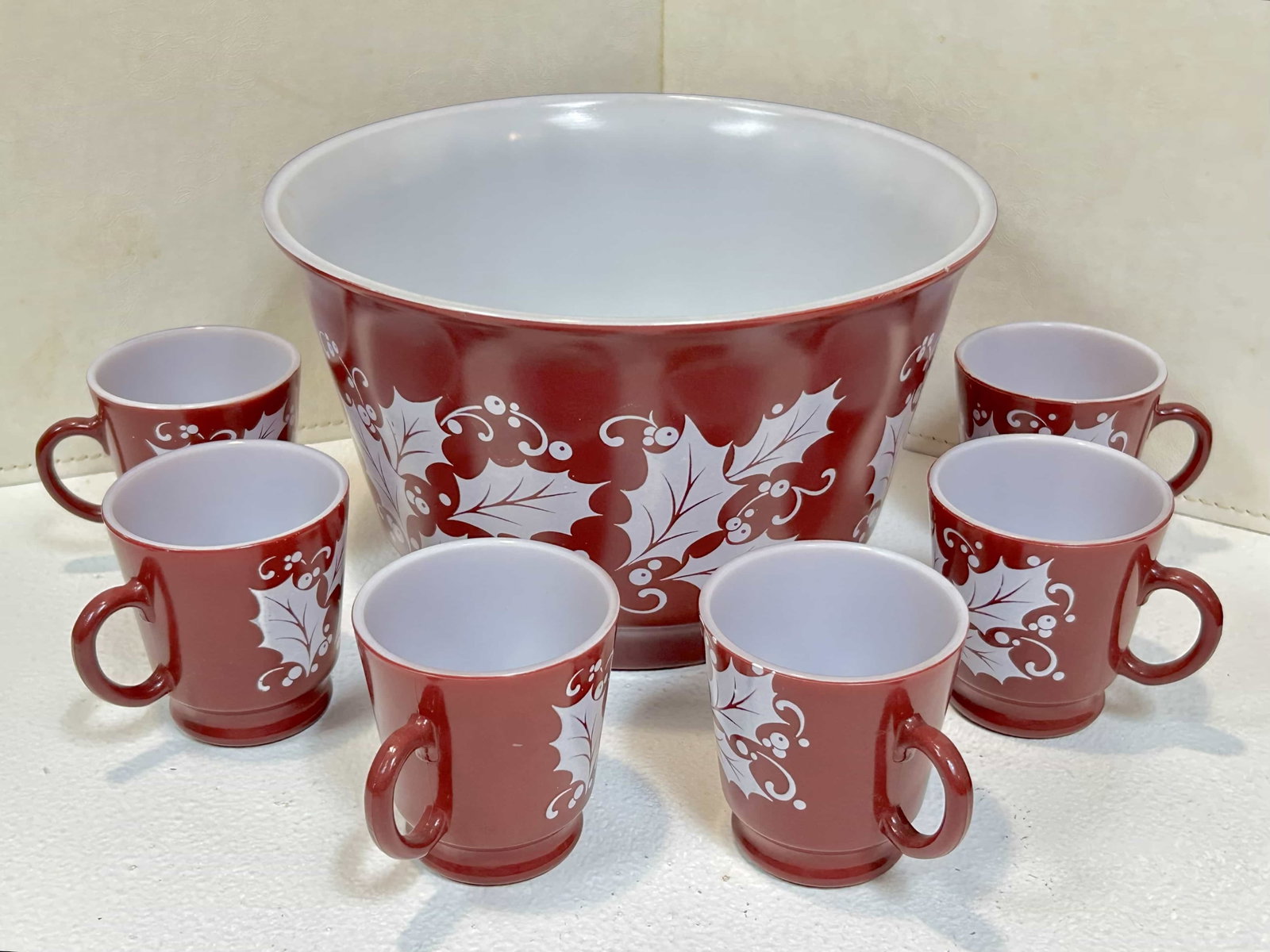 Hazel Atlas Tom & Jerry Punch Set w/ 6 Cups and Bowl (1 of 3)
