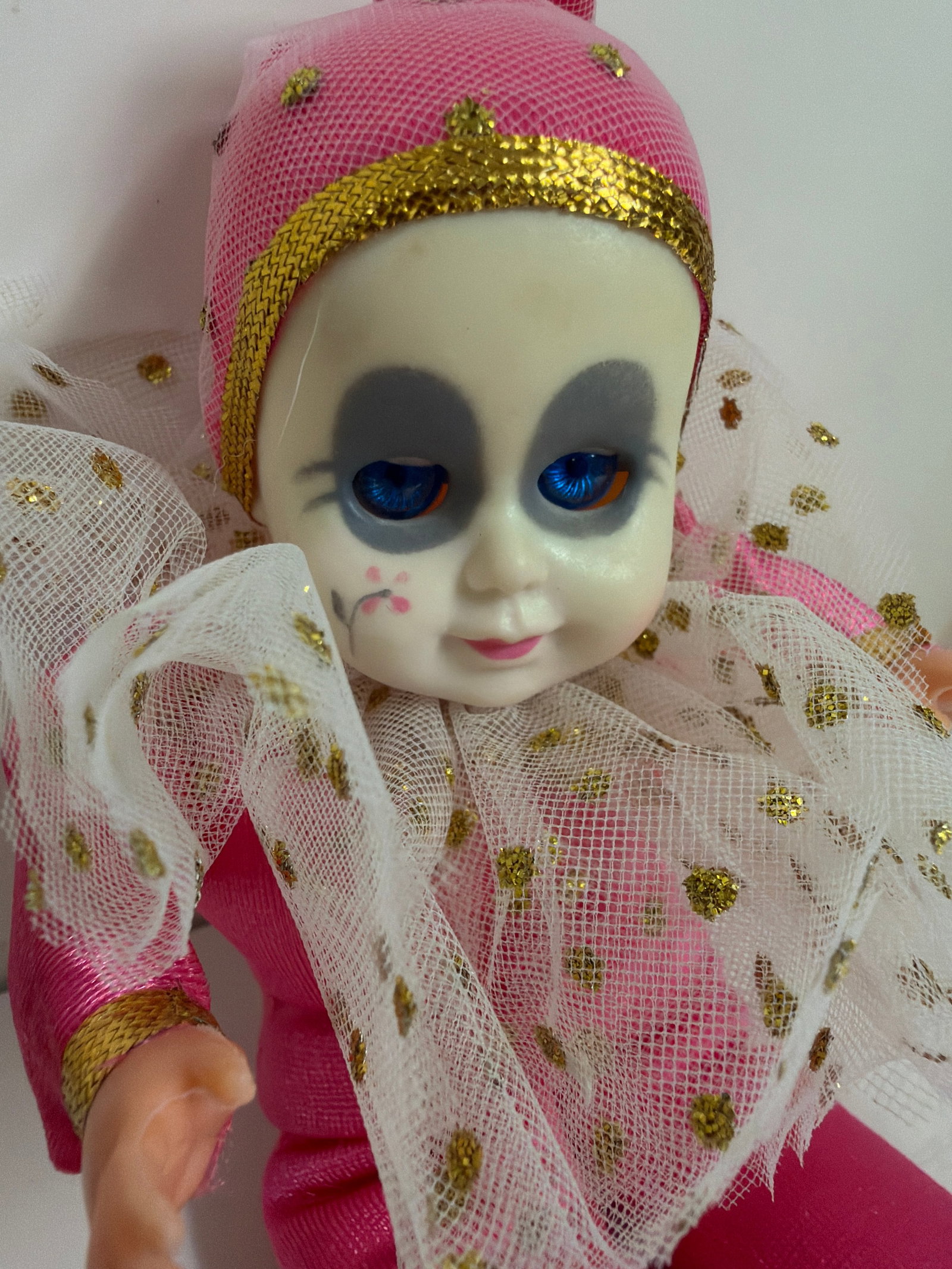 Vintage "Dainty Eyes" Harlequin Clown Doll – Made in Italy – In Original Acrylic Case (1 of 4)