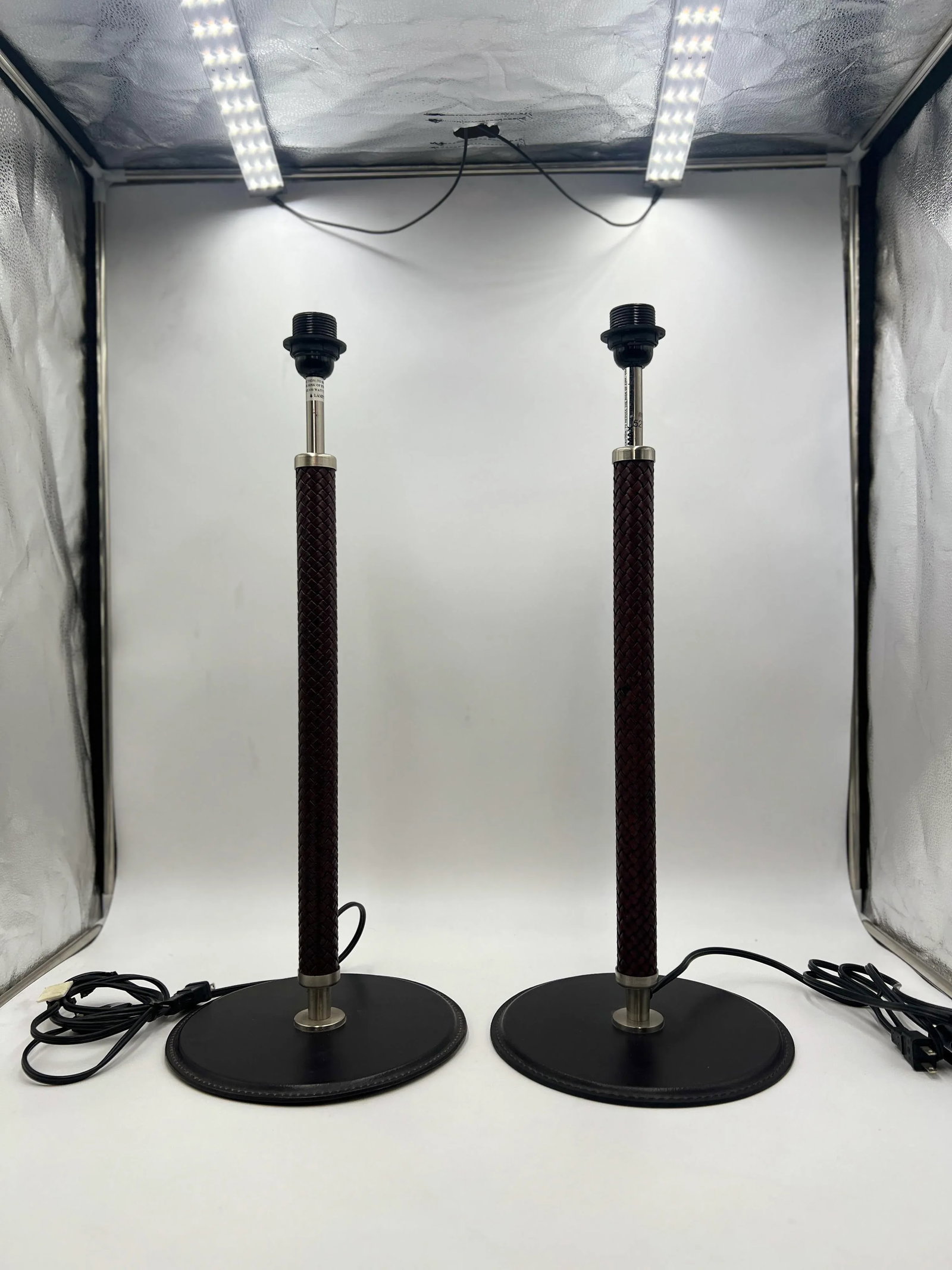 Pair, Arte Flash for Natuzzi "Ludovica" Leather Wrapped Table Lamps - 4