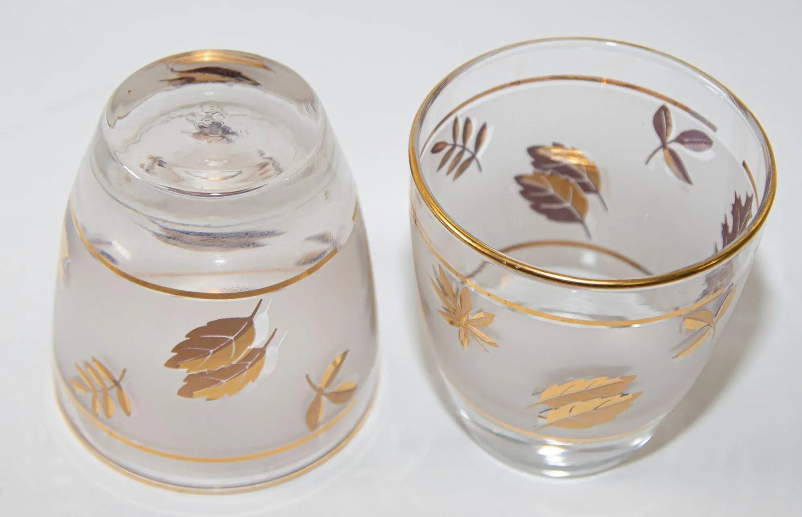 Vintage Libbey Frosted & Golden Foliage Cocktail Glasses, Set of 6 - 10