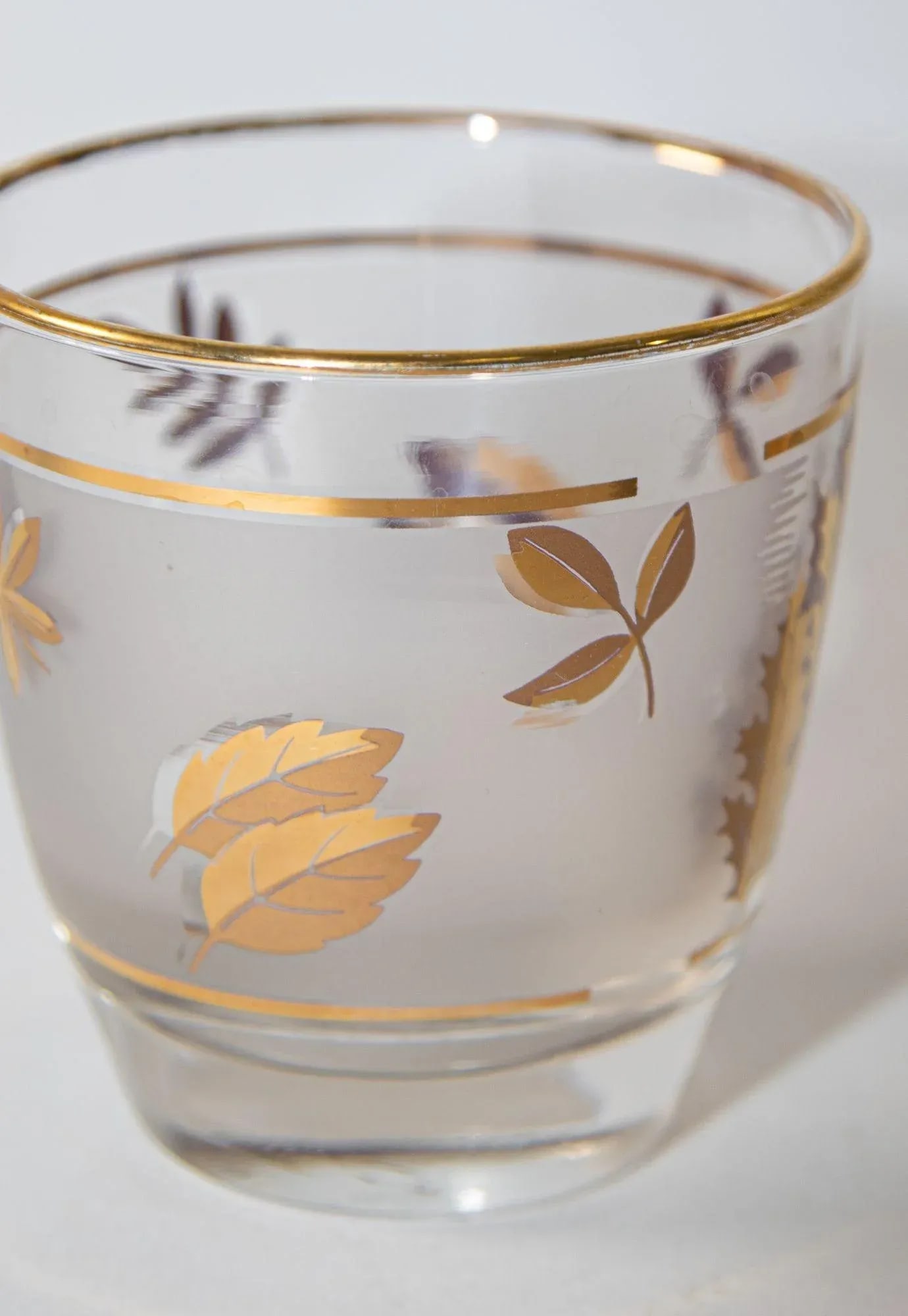 Vintage Libbey Frosted & Golden Foliage Cocktail Glasses, Set of 6 - 6