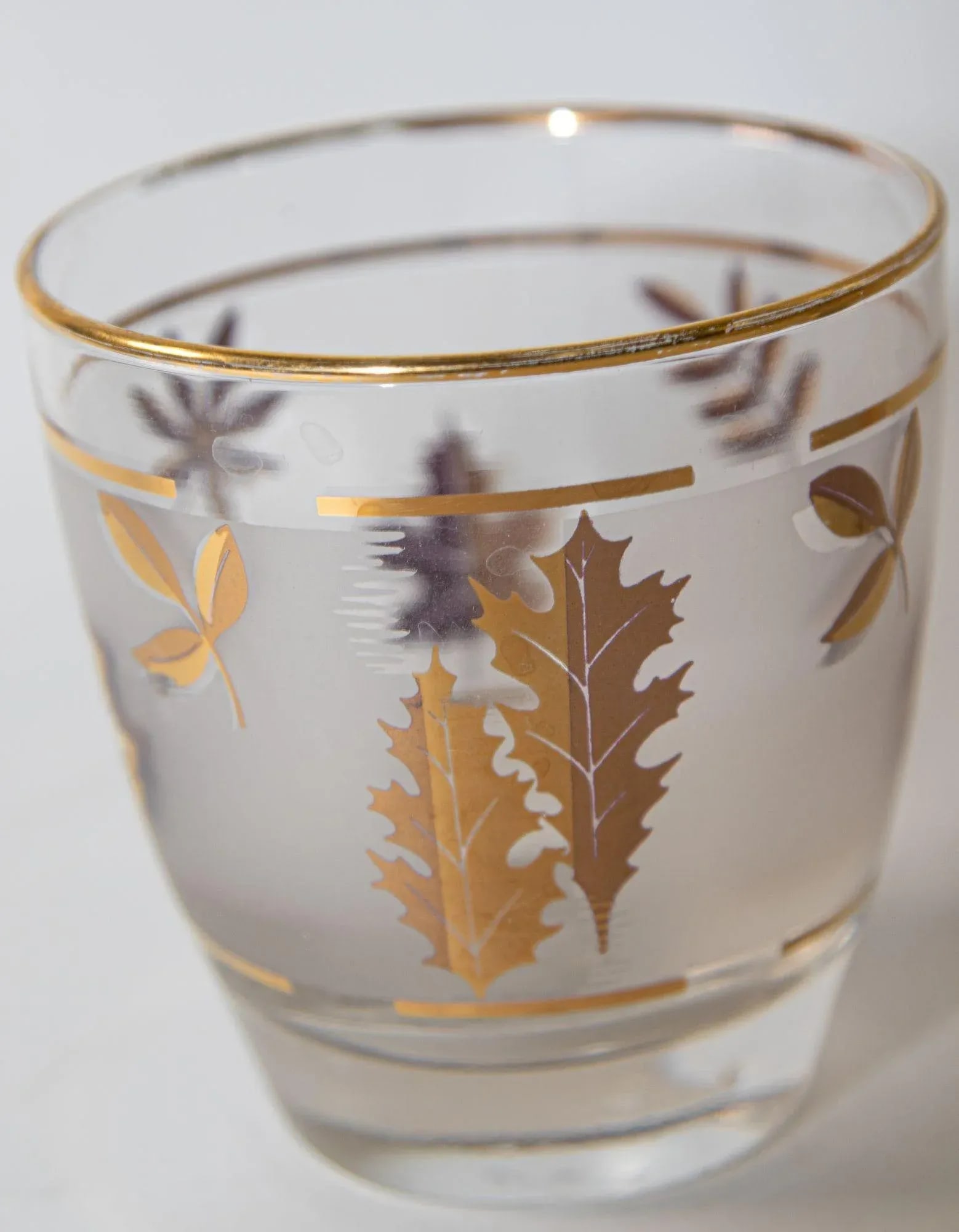 Vintage Libbey Frosted & Golden Foliage Cocktail Glasses, Set of 6 - 7