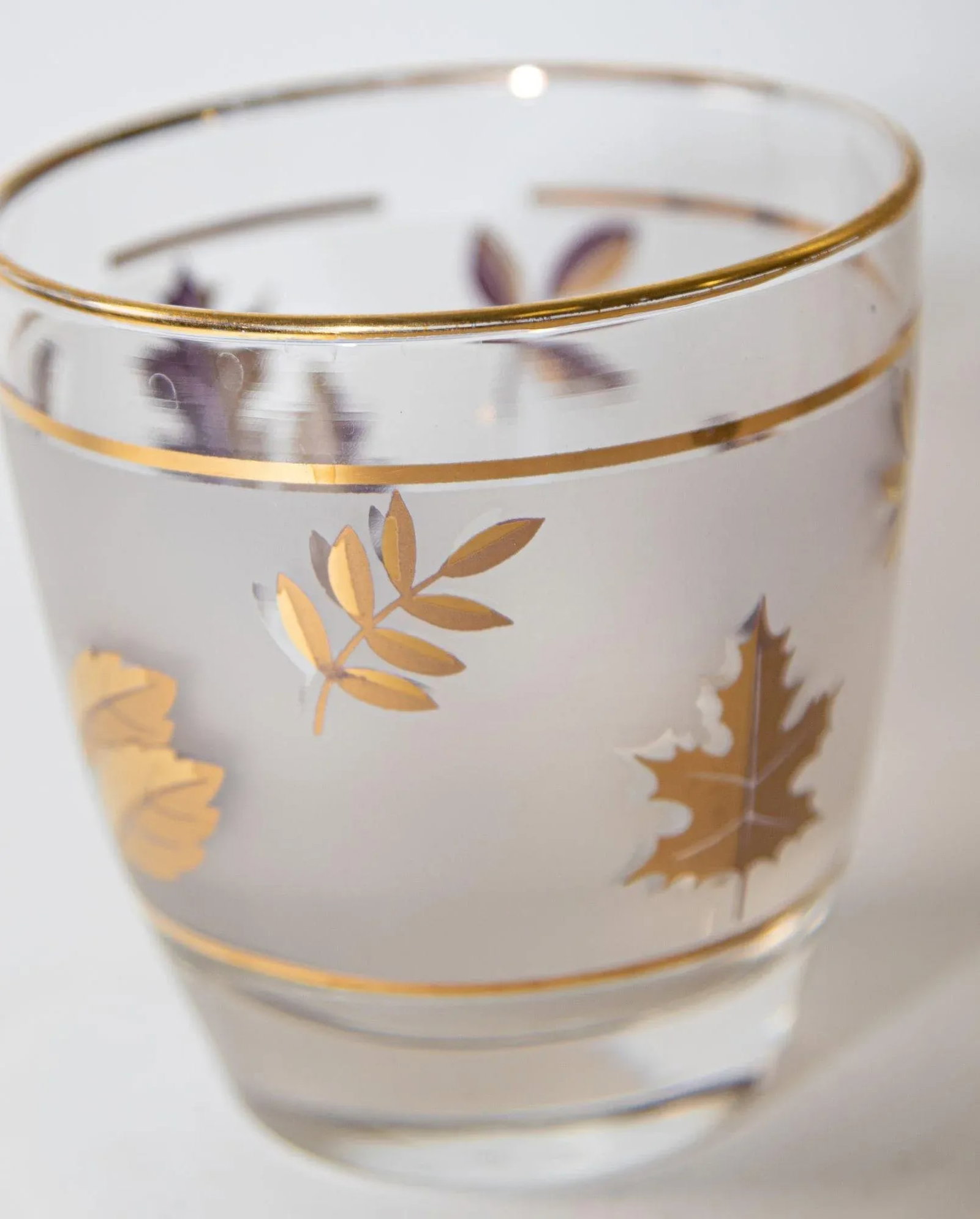 Vintage Libbey Frosted & Golden Foliage Cocktail Glasses, Set of 6 - 9