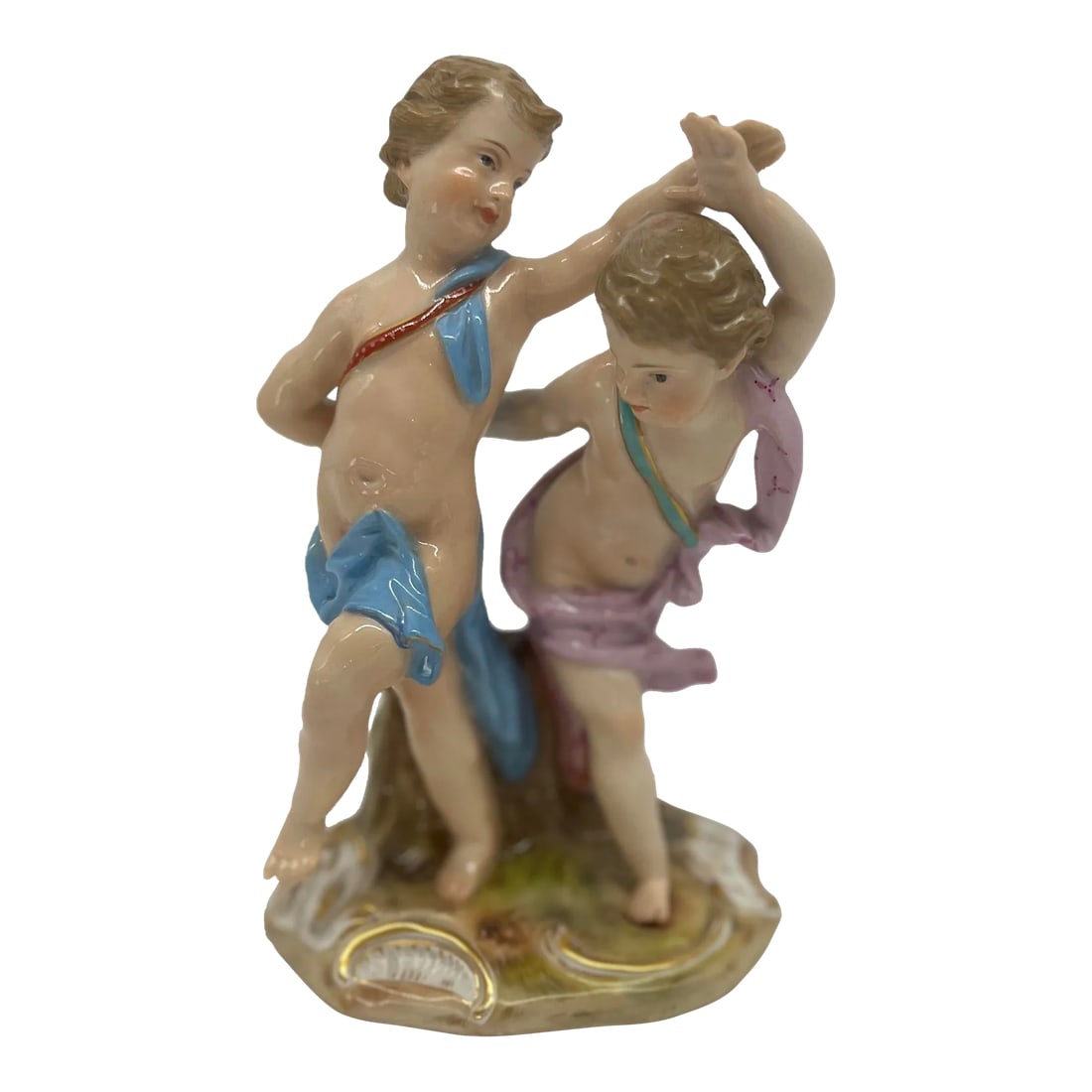 Antique Meissen Porcelain Model of 2 Dancing Figures Circa 1815: This antique Meissen porcelain figurine depicts two dancing figures and dates back to approximately 1815. The piece is crafted from high-quality porcelain and features intricate details and a