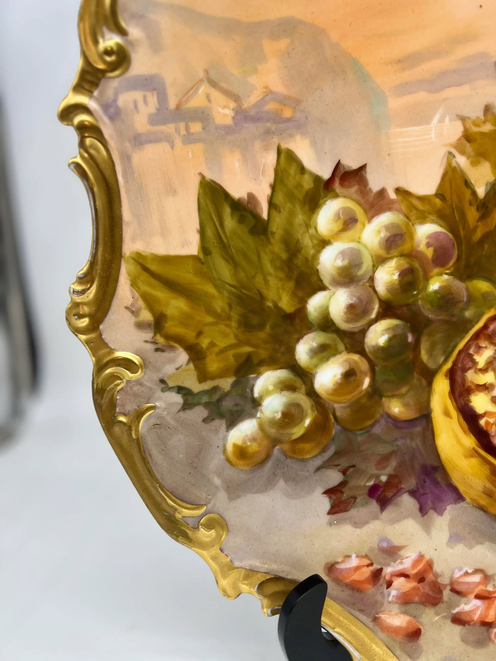 Large Antique Limoges Hand Painted Holy Fruit Porcelain Platter Signed Dubois - 4