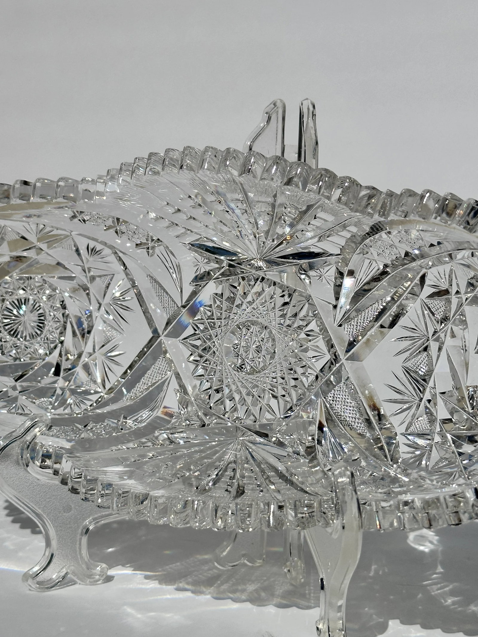 Antique American Brilliant Period Cut Crystal Celery Relish Boat Dish - 3