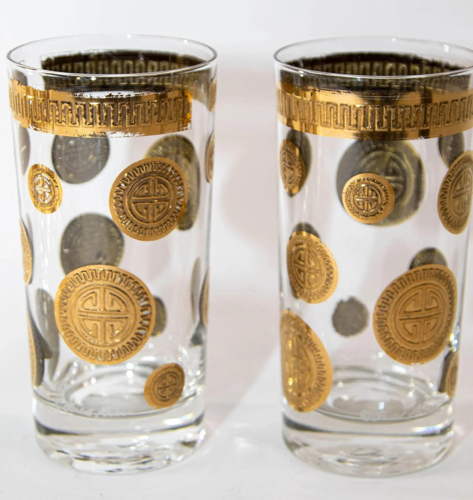 1960s Vintage Fred Press Gold Drinking Glasses Set of 6 Hollywood Regency Retro - 3