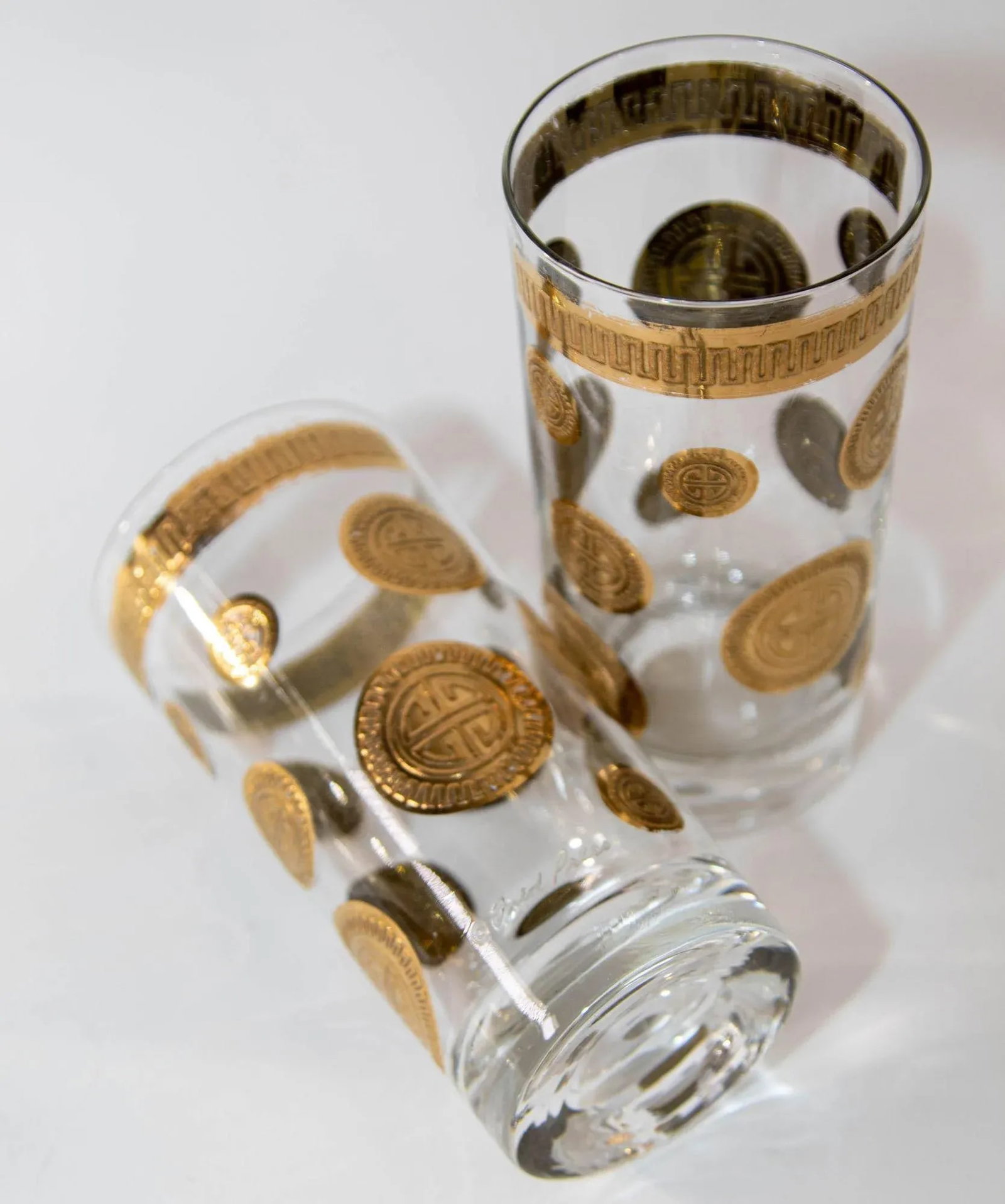 1960s Vintage Fred Press Gold Drinking Glasses Set of 6 Hollywood Regency Retro - 4