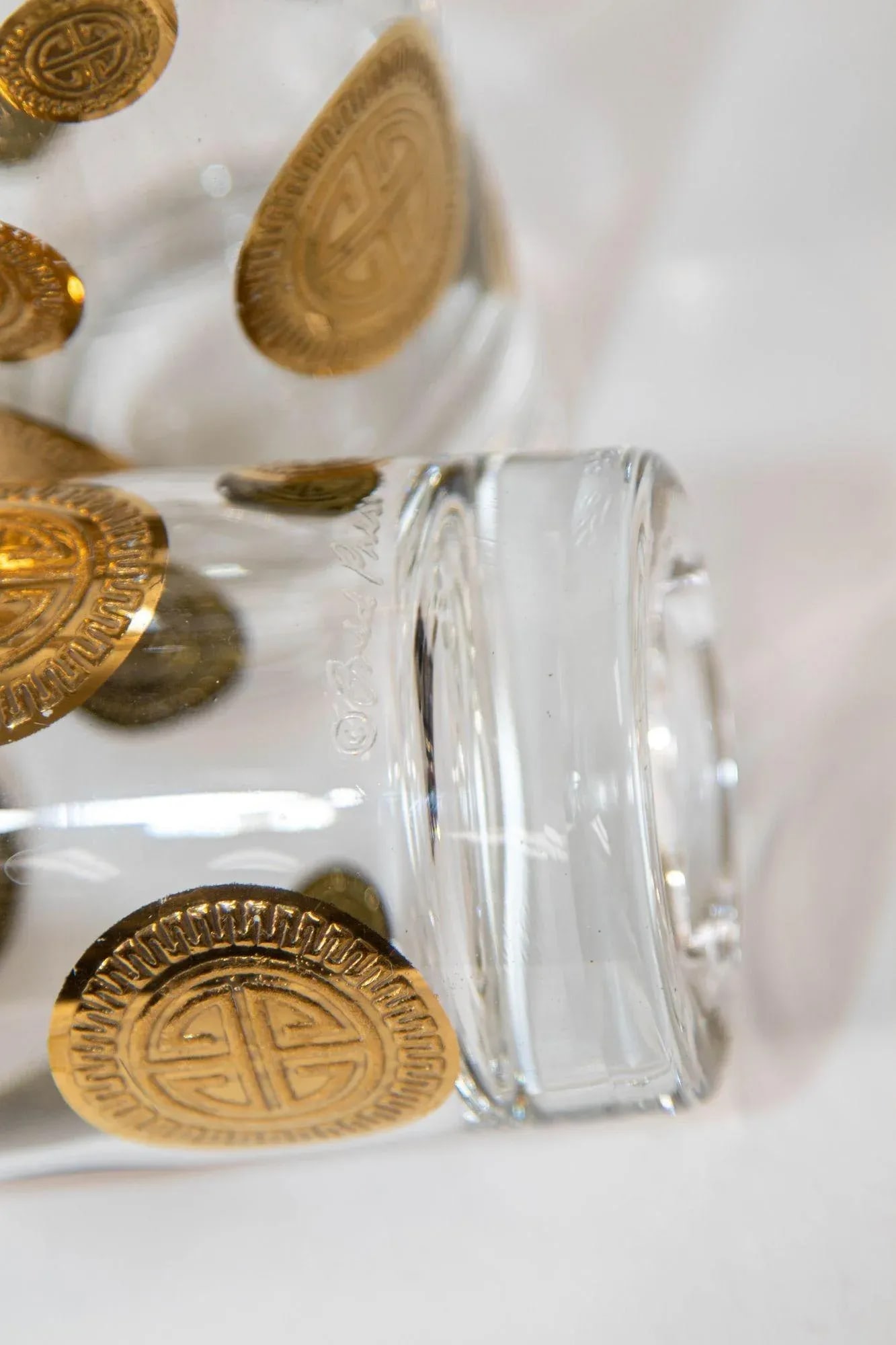 1960s Vintage Fred Press Gold Drinking Glasses Set of 6 Hollywood Regency Retro - 7