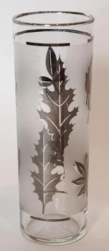 1950s Silver Foliage Highball Cocktail Glasses by Libbey Glass Co Set of 8 - 5