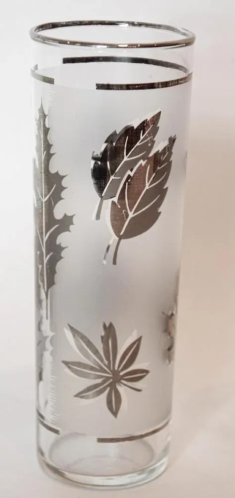 1950s Silver Foliage Highball Cocktail Glasses by Libbey Glass Co Set of 8 - 6