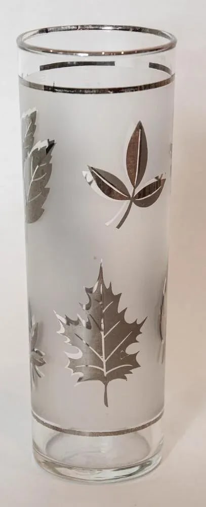 1950s Silver Foliage Highball Cocktail Glasses by Libbey Glass Co Set of 8 - 7
