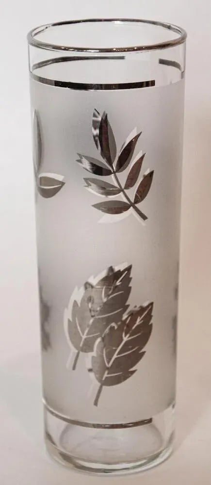 1950s Silver Foliage Highball Cocktail Glasses by Libbey Glass Co Set of 8 - 8