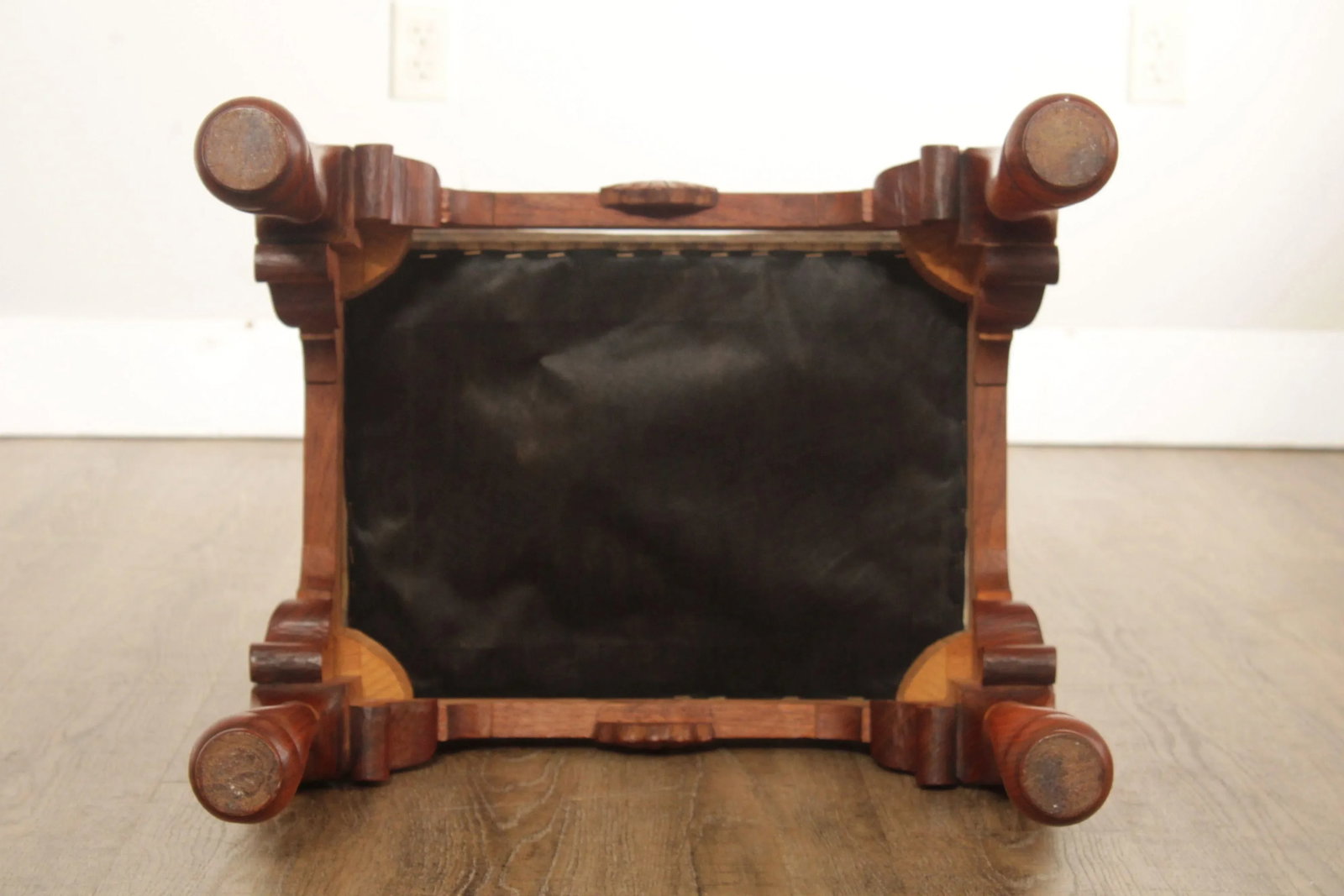 Custom Crafted Queen Anne Style Carved Walnut Stools - A Pair - 12
