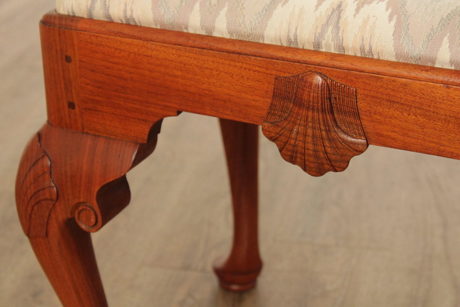 Custom Crafted Queen Anne Style Carved Walnut Stools - A Pair - 9
