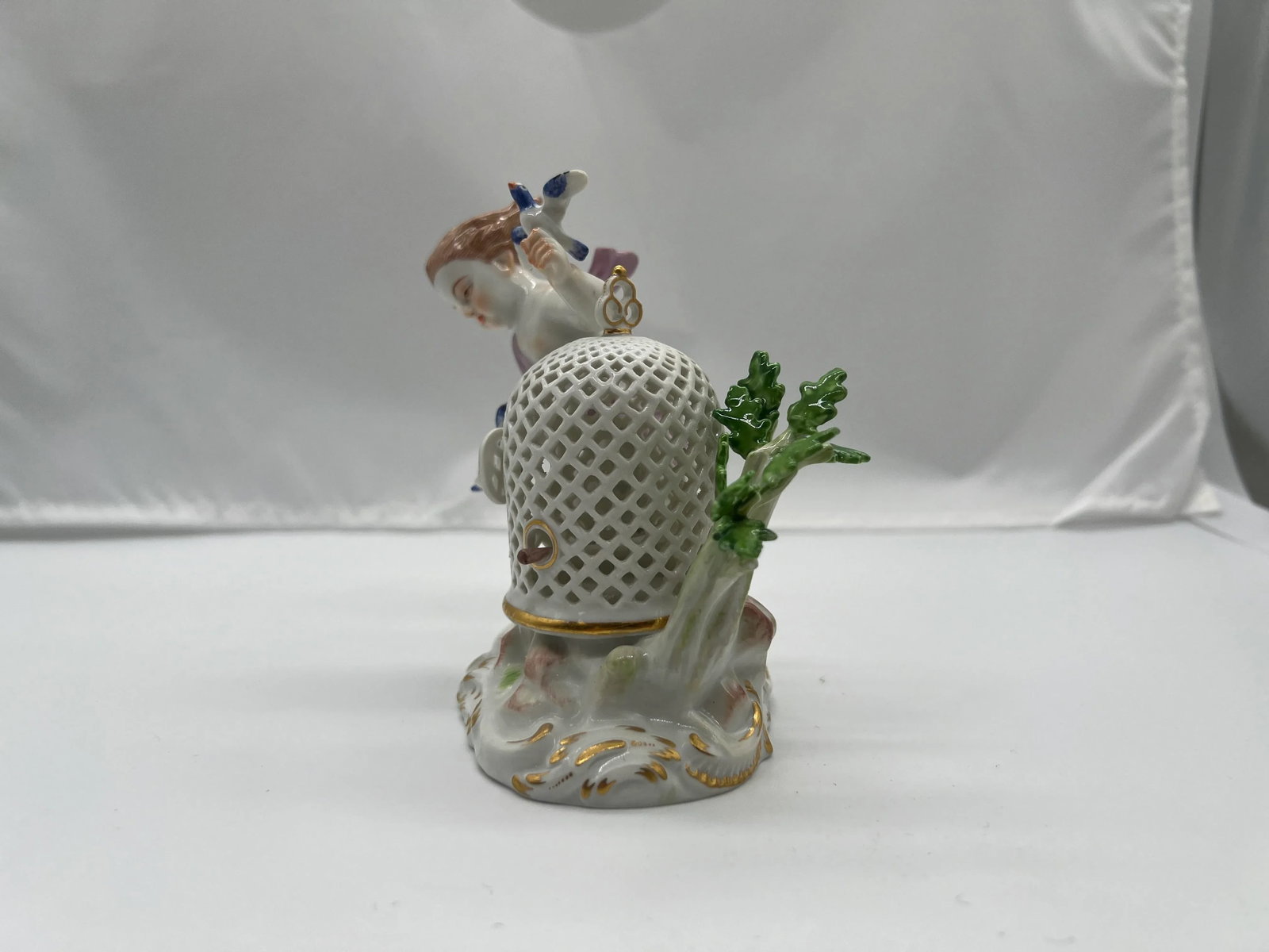 Antique Meissen Porcelain Boy & the Bird Cage Figure Model - 3