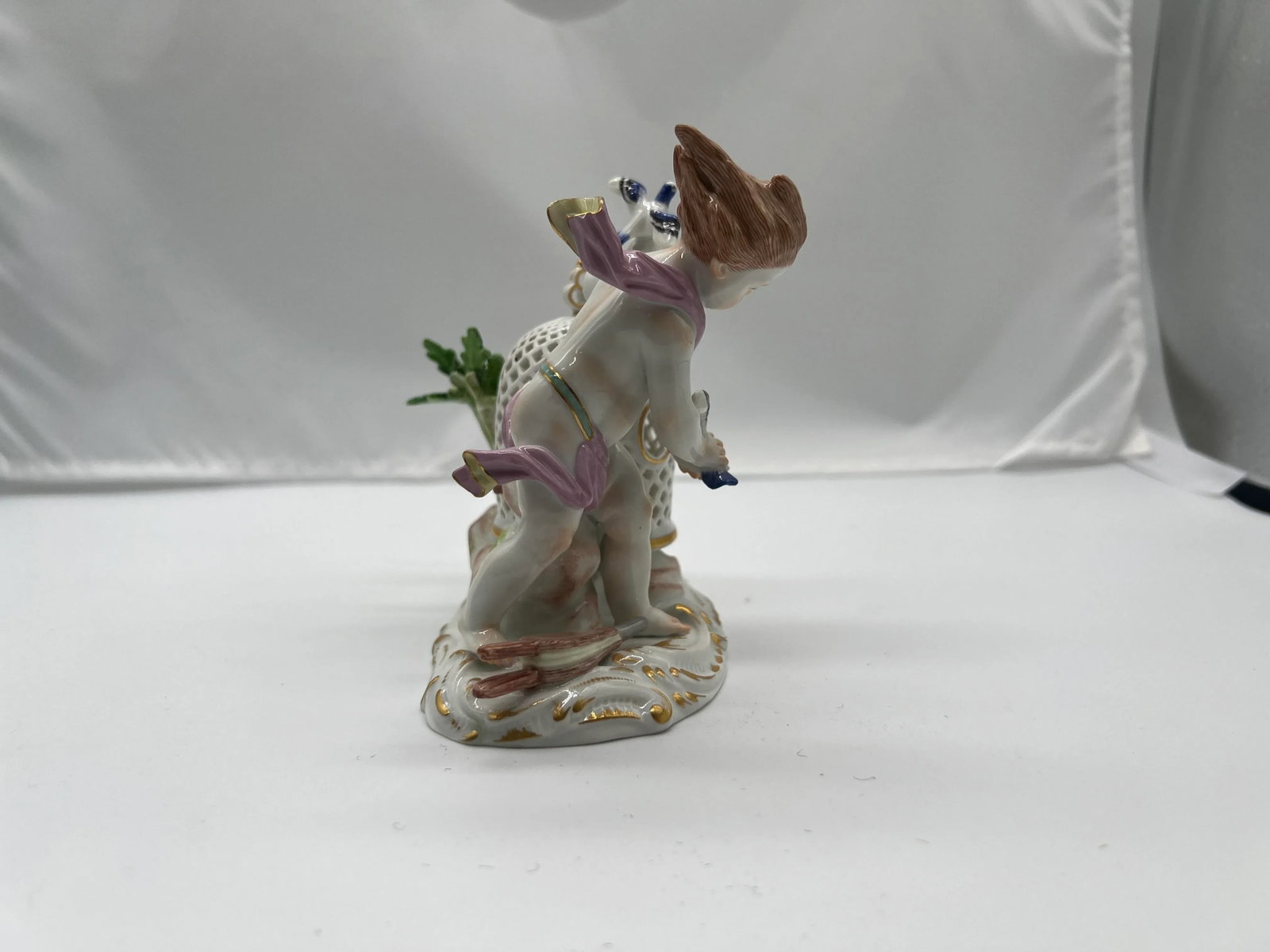 Antique Meissen Porcelain Boy & the Bird Cage Figure Model - 5