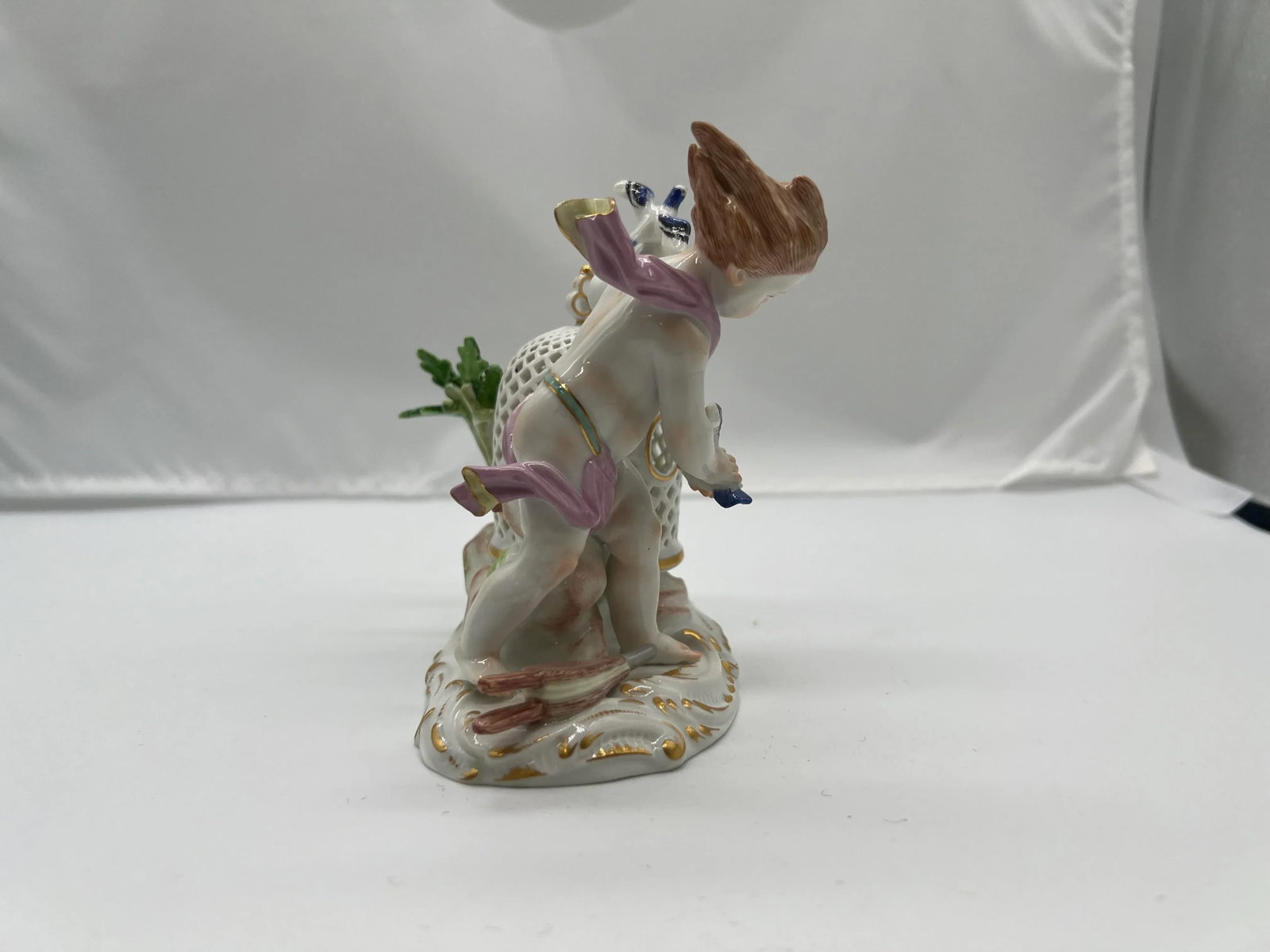 Antique Meissen Porcelain Boy & the Bird Cage Figure Model - 6
