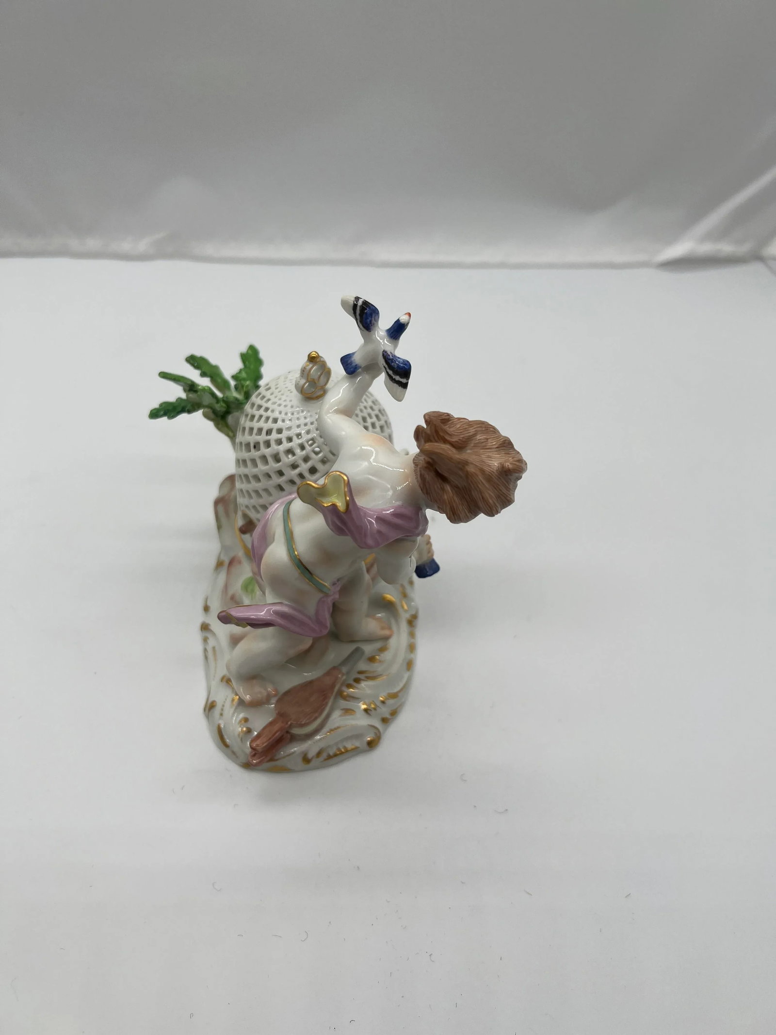 Antique Meissen Porcelain Boy & the Bird Cage Figure Model - 7