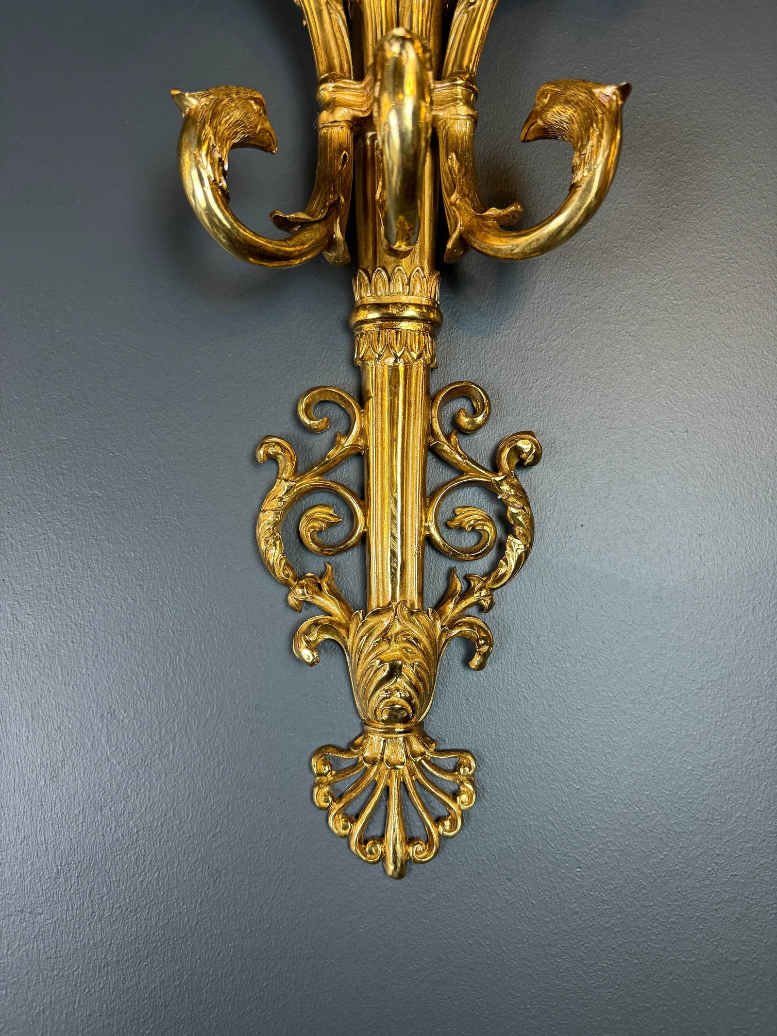 21st Century Large Art Deco Tradition Gold Brass Wall Lamp - 6