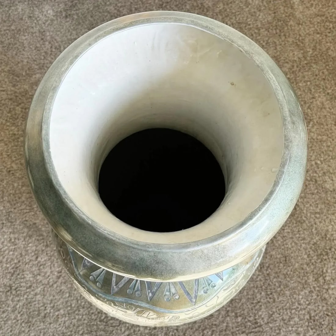 Postmodern Hand Painted and Carved Large Floor Vase - 6