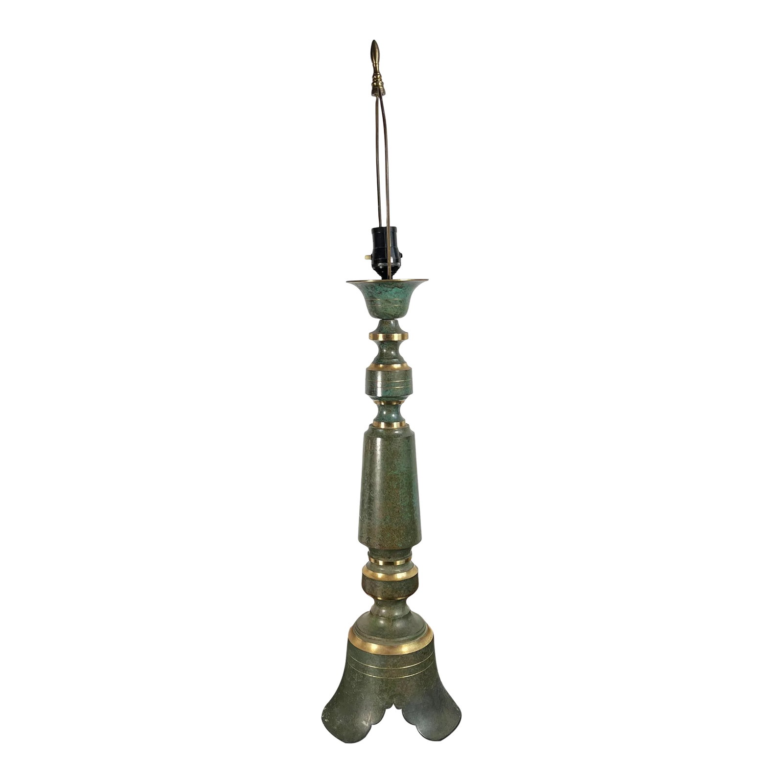 Vintage Carl Sorensen Patinated Bronze 22" Table Lamp: Stunning and rare vintage c.1960's patinated bronze table lamp by the famed metalsmith Carl Sorensen! Great form, leaning into Chinoiserie styles like James Mont. It stands 22 1/4" tall without