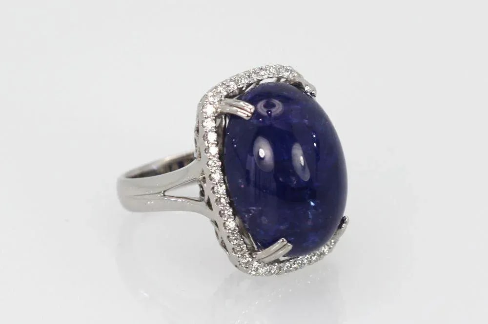 Tanzanite 35.39 Ct Cabochon High Dome Ladies Ring Size 6.5 - 3