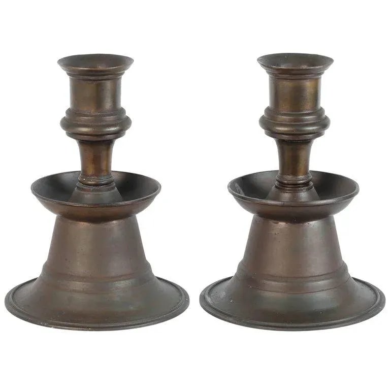 Ottoman Empire Cast Bronze Candleholders - a Pair - 9