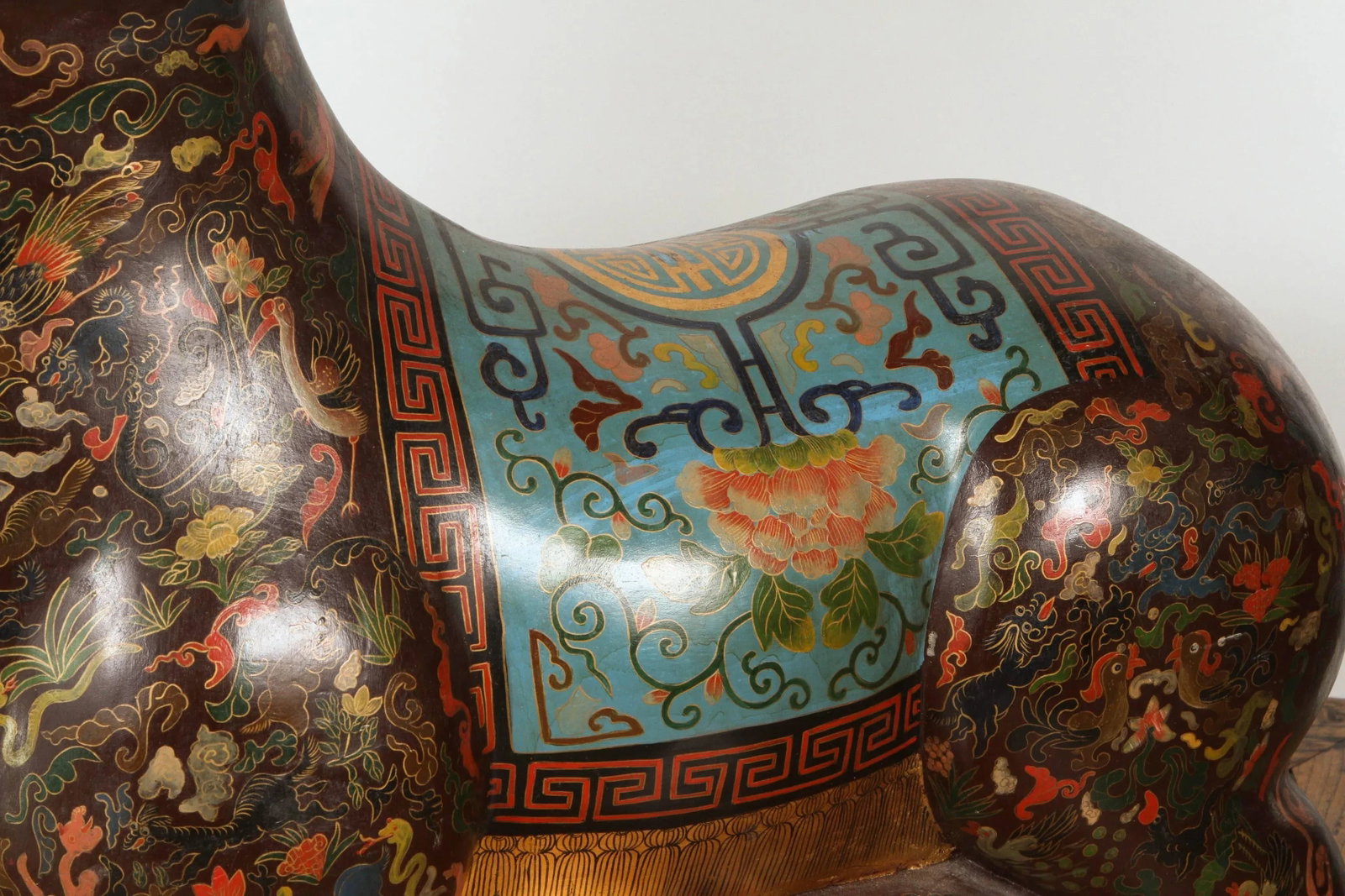 Asian Wood Hand-Painted Figure of a Recumbent Ram - 3