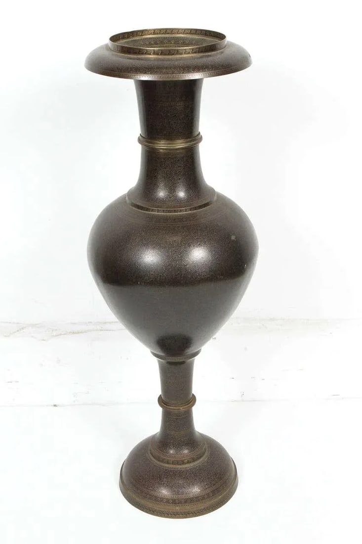 Kashmiri Indo-Persian Lacquered Copper Vases - a Pair - 2