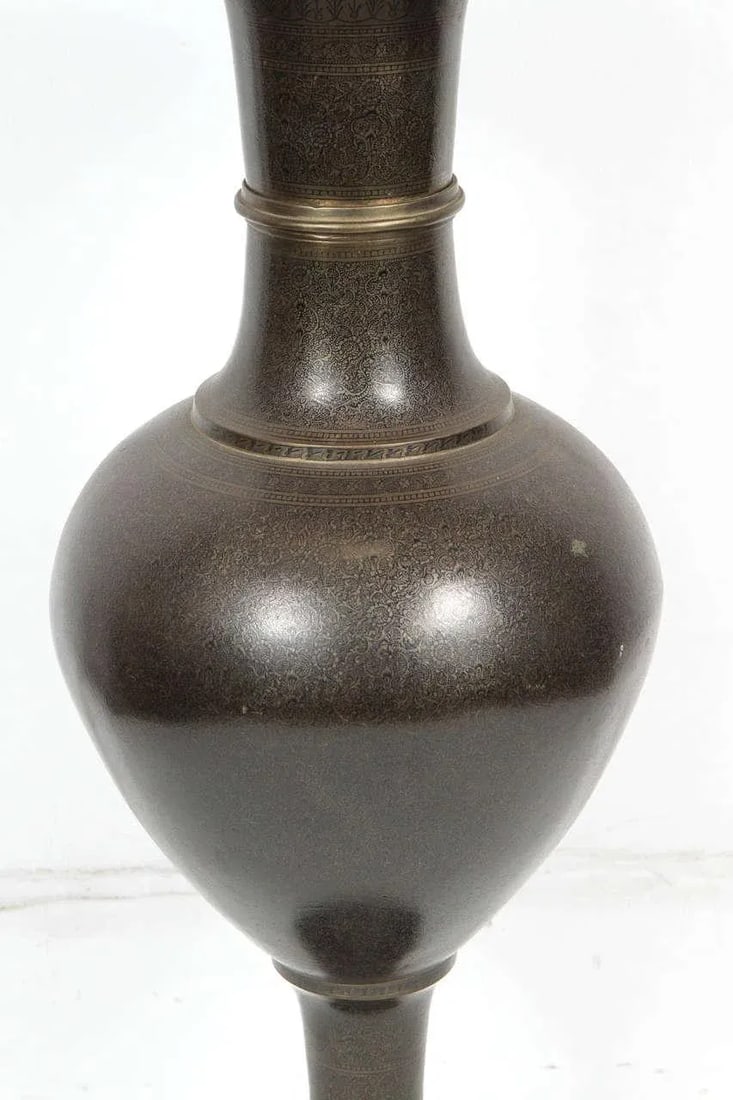 Kashmiri Indo-Persian Lacquered Copper Vases - a Pair - 4