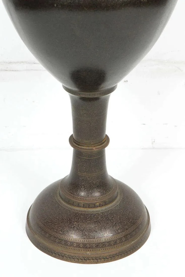 Kashmiri Indo-Persian Lacquered Copper Vases - a Pair - 5