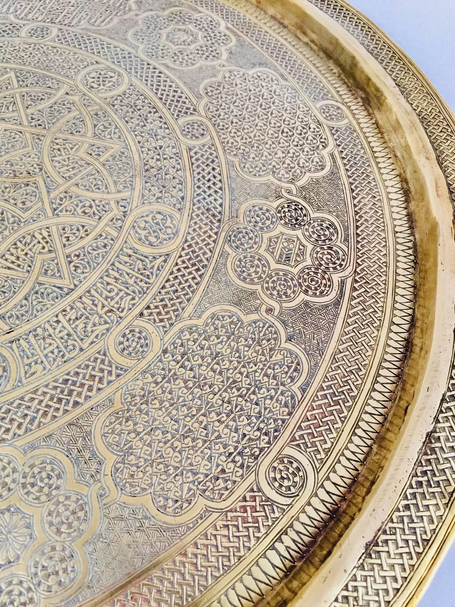 Persian Round Brass Tray With Arabic Writing - 3