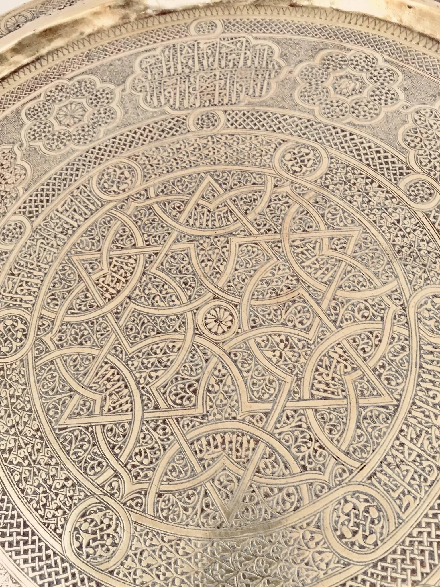 Persian Round Brass Tray With Arabic Writing - 4
