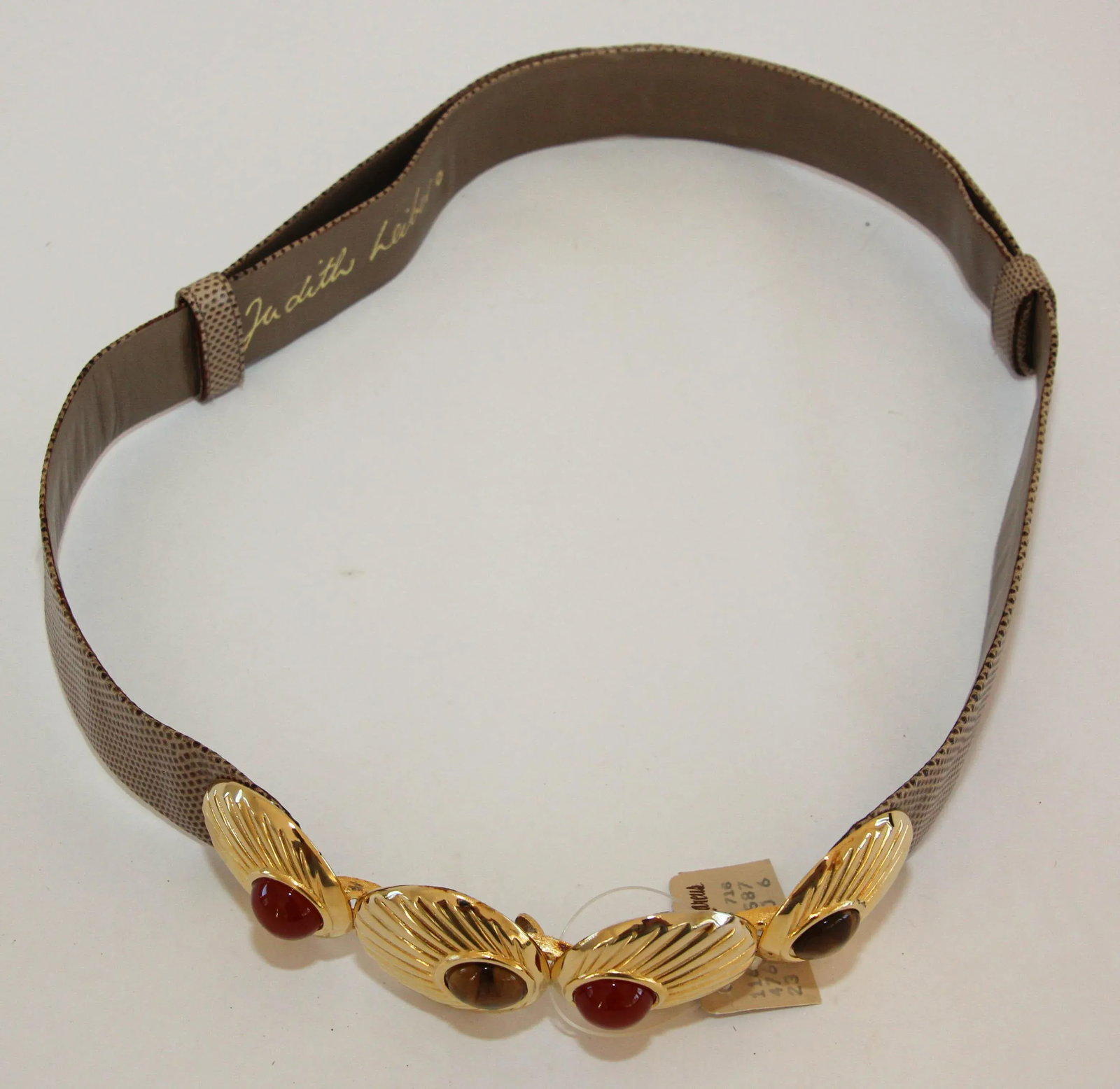 1980s Judith Leiber Beige and Gold Belt with Semi Precious Stones - 3