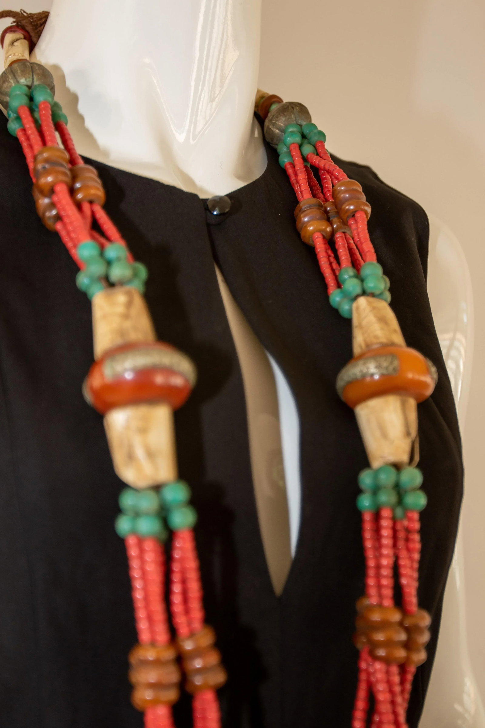 Vintage Moroccan Amber Resin Berber Wedding Necklace Wall Decor - 10